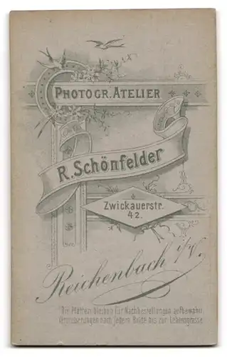 Fotografie R. Schönfelder, Reichenbach i. V., Zwickauerstr. 42, Kleines Mädchen im weissen Kleid