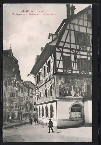 AK Stein am Rhein, Rathaus mit den alten Bauwerken