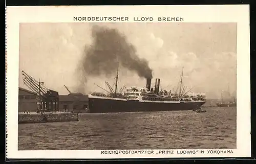 AK Reichspostdampfer Prinz Ludwig vor Yokohama