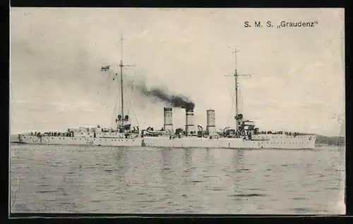 AK S. M. S. Graudenz auf dem Wasser