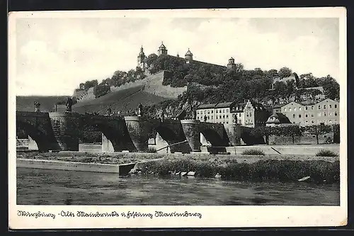 AK Würzburg, Alte Mainbrücke und Festung Marienberg