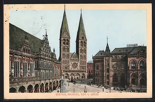 AK Bremen, Rathaus mit Dom und Börse