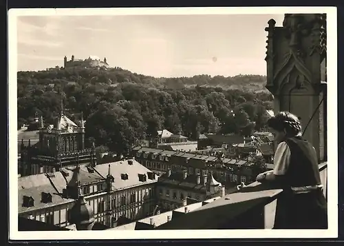 AK Coburg, Blick vom Moritzturm zur Veste