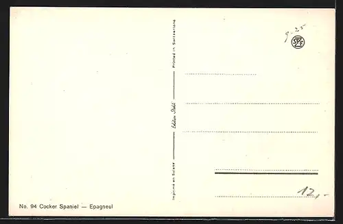 Künstler-AK Jagdhund der Rasse Cocker Spaniel