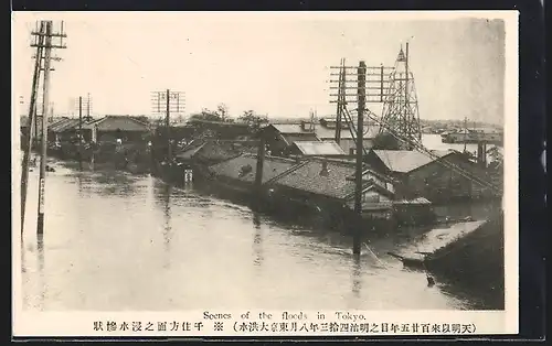 AK Tokyo, Scenes of the floods, Hochwasser