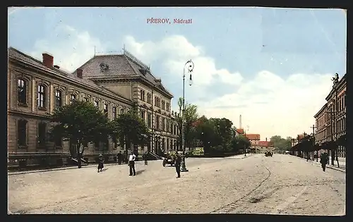 AK Prerov, Nádrazi, Strassenpartie am Bahnhof