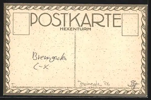 Künstler-AK Bremgarten, Partie am Hexenturm