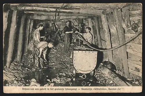 AK Heerlen, Staatsmijn Wilhelmina, Drijven van een galerij in het gesteente, Kohlebergbau