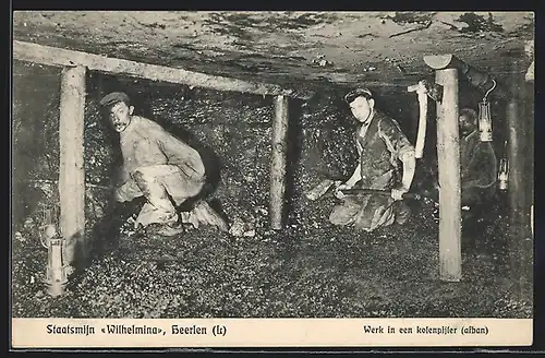 AK Heerlen, Staatsmijn Wilhelmina, Werk in een Kolenpijler, Kohlebergbau