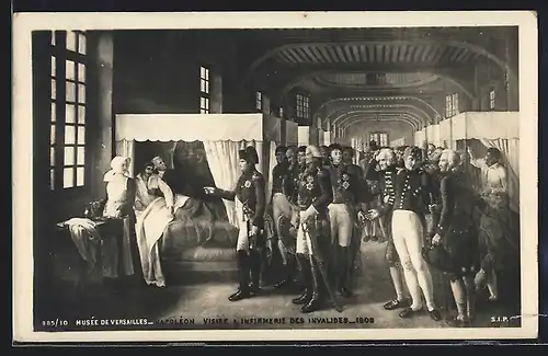 Künstler-AK Napoléon visite l`Infirmerie des Invalides 1808