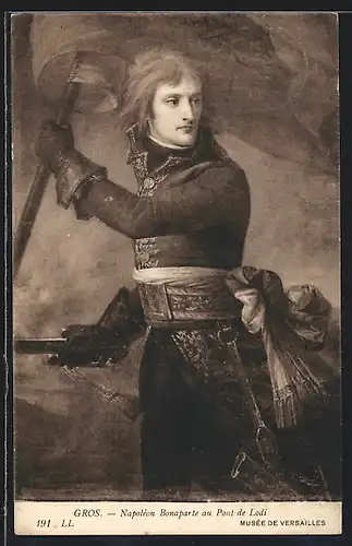AK Gemälde Napoléon Bonaparte au pont de Lodi von Gros