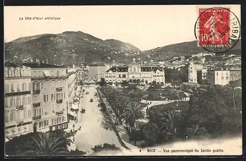 AK Nice, Vue panoramique du Jardin public