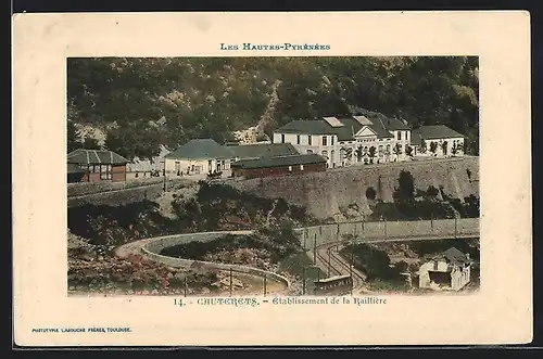 AK Cauterets, établissement de la Railliére, Strassenbahn