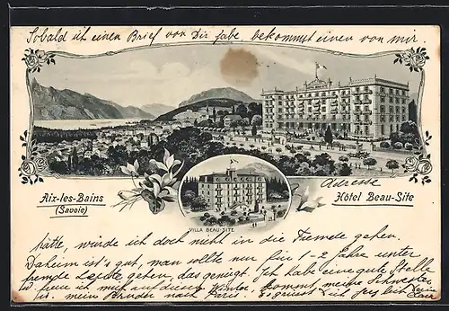 AK Aiz-les-Bains, Hotel Beau-Site, Villa Beau-Site, Ortsansicht
