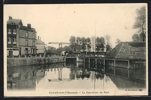 AK Condé-sur-l`Escaut, Le Pont-Levis du Port