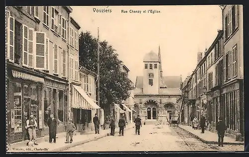 AK Vouziers, Rue Chanzy et l`Eglise