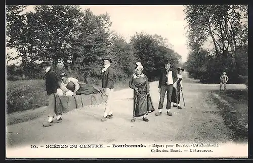 AK Bourbonnais /Auvergne, Scènes du Centre, Départ pour Bourbon-L`Archambault