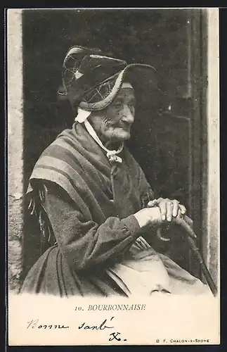 AK Burgund / Bourgogne, Frau hohen Alters in Tracht