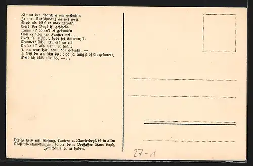 AK Der Rutschwanz, Lied in erzgebirgischer Mundart mit Noten