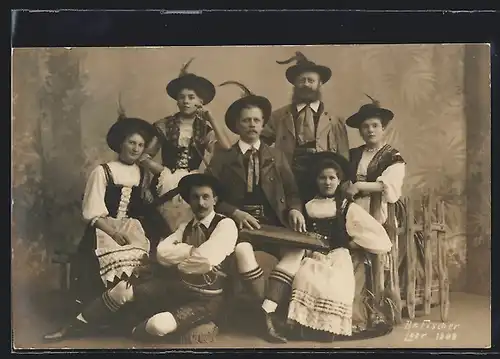 AK Männer und Frauen in Tracht mit Zither