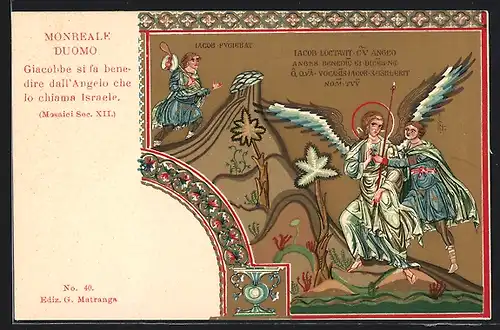 AK Monreale Duomo, Giacobbe si fa benedire dall`Angelo che lo chiama Israele, Mosaici Sec. XII., Religion