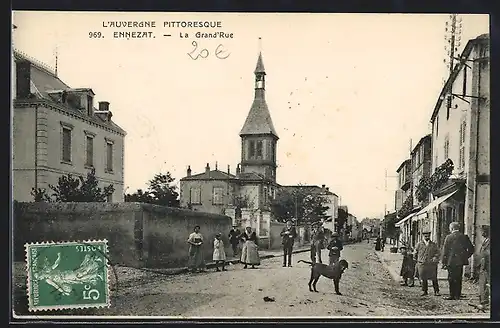 AK Ennezat, La Grand`Rue, Strassenpartie