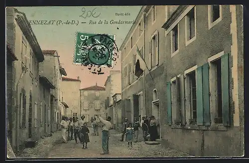 AK Ennezat, Rue de la Gendarmerie, Strassenpartie