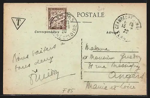 AK Champagné, Strassenpartie mit Pferdewagen