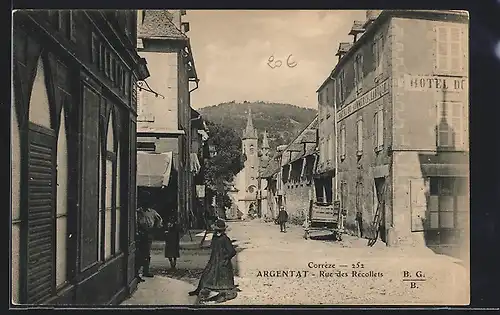 AK Argentat, Rue des Récollets, Strassenpartie