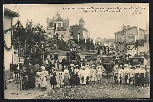 AK Ars, Cinquantenaire 1909, Départ des Pelerins