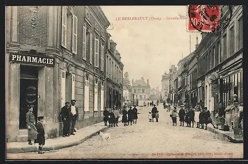 AK Le Merlerault, Grande-Rue, Strassenpartie