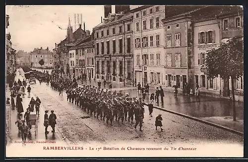 AK Rambervillers, Le 17e Bataillon de Chasseurs revenant du Tir d`honneur
