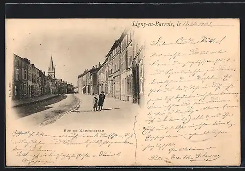 AK Ligny-en-Barrois, Rue de Neufchateau, Strassenpartie