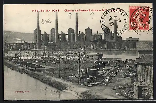 AK Neuves-Maisons, Chantier de Bateaux Lelièvre et le Port des Usines