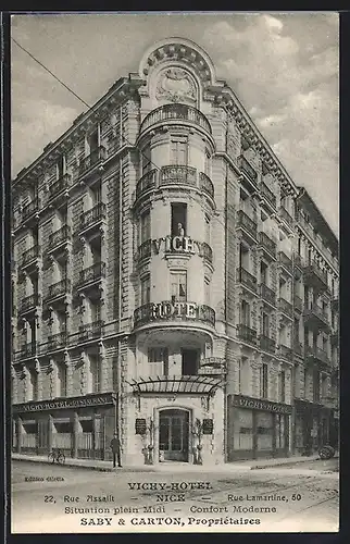 AK Nice, Vichy Hotel, Rue Assalit, Rue Lamartine, 50