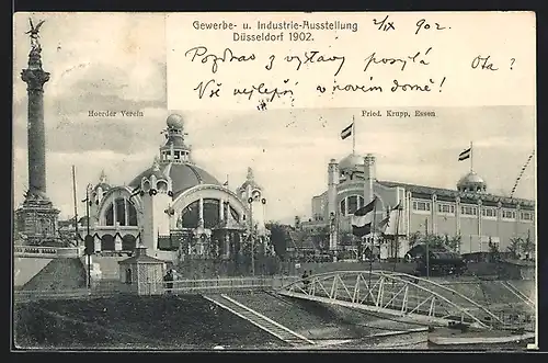 AK Düsseldorf, Gewerbe- und Industrie-Ausstellung 1902, Hoerder Verein und Fried. Krupp, Essen
