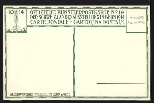 Künstler-AK Bern, Schweiz. Landes-Ausstellung 1914, Ortspartie