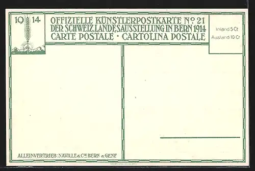 AK Bern, Schweiz. Landesausstellung 1914, Ansicht mit Turm