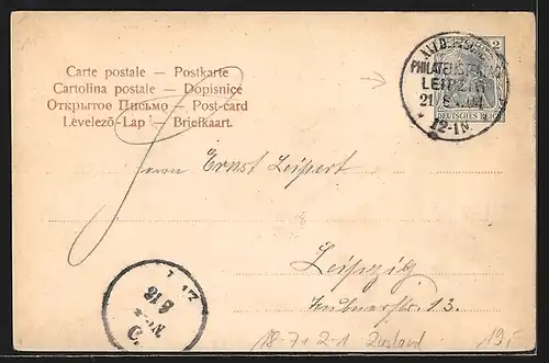 AK Leipzig, 16. Deutsch-Oesterreich. Philatelisten-Tag 1904, Neues Rathaus, Ganzsache