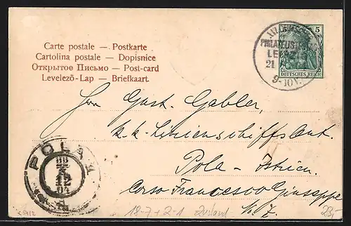 AK Leipzig, 16. Deutsch-Österreichischer Philatelistentag 1904, Neues Rathaus, Ganzsache