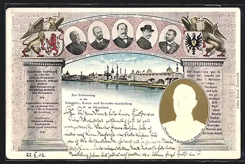 Lithographie Düsseldorf, Industrie-, Kunst- und Gewerbe-Ausstellung 1902, Wappen, Ganzsache