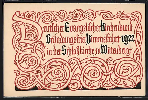 AK Wittenberg, Deutscher Evangelischer Kirchenbund, Gründungsfeier 1922, Ganzsache