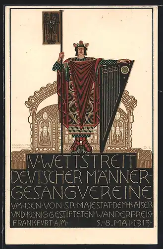 Künstler-AK Ganzsache PP27C173 /01: Frankfurt a. M., IV. Wettstreit Deutscher Männer-Gesangvereine 1913