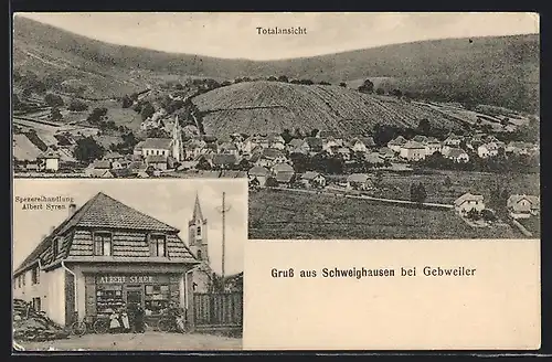 AK Schweighausen bei Gebweiler, Spezereihandlung Albert Syren, Totalansicht