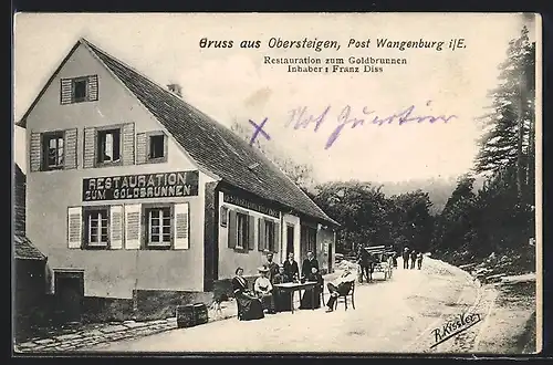 AK Wangenburg i. E.-Obersteigen, Restaurant zum Goldbrunnen von Franz Diss