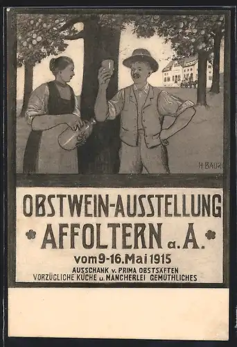 Künstler-AK Affoltern a. A., Obstwein-Ausstellung 1915