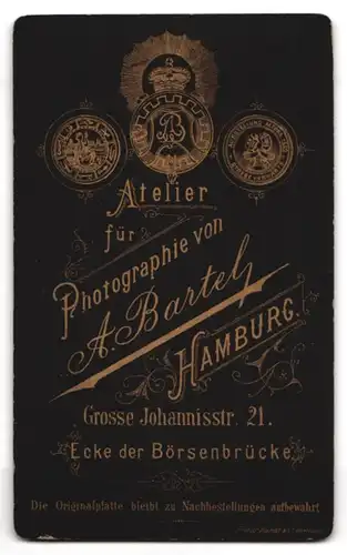 Fotografie A. Bartel, Hamburg, Grosse Johannisstr. 21, Zwei kleine Kinder in Kleidern