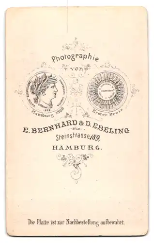 Fotografie E. Bernhard & D. Ebeling, Hamburg, Steinstr. 159, Älterer Herr mit Brille und Backenbart