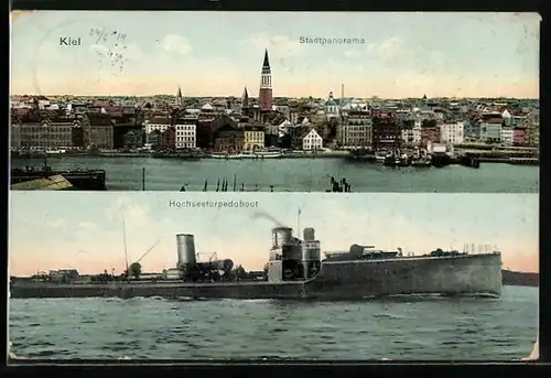 AK Kiel, Hochseetorpedoboot, Stadtpanorama