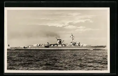 AK Kriegsmarine, Panzerschiff Deutschland, Seitenansicht